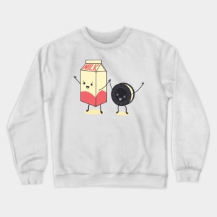 Milk and Cookies Cute Cartoon Characters are best friends, kawaii graphic, cookies n' milk Crewneck Sweatshirt